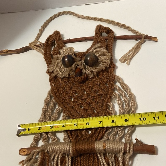 Boho Handmade Macrame Owl wall hanging - Picture 7 of 7